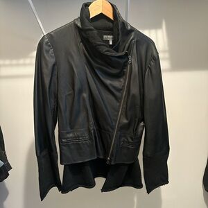 GRAY by Saks Fifth Avenue Black Knit & Vegan Leather Kackey - Large